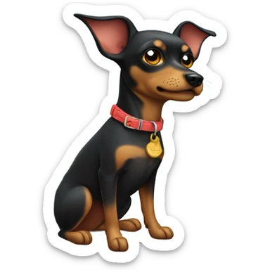minpin dog on island vacation sticker