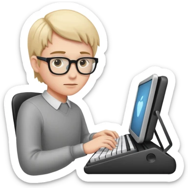 Person typing sticker