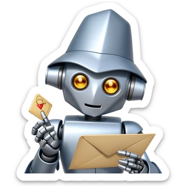 Robot wizard sends a letter
 sticker