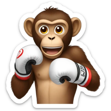 A monkey with boxing gloves sticker