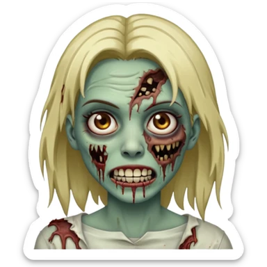 Faça uma zombie mulher com grillz com olhos castanhos liso partido ao meio sticker