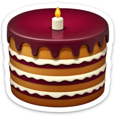 a piece of cake in deep burgundy color sticker