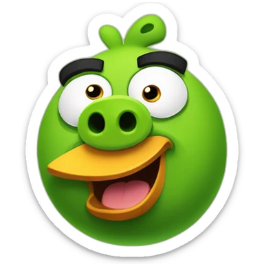 The green pig from Angry Birds rules the birds sticker