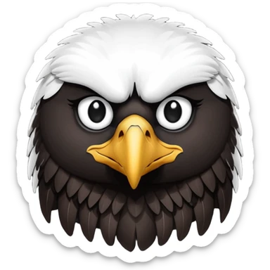 simple eagle emoji DOT eyes, only pupils, solid black , no iris, no Sclera sticker