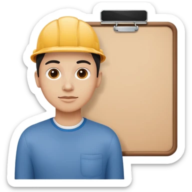Minimalistic flat vector icon, iOS style, thin black contour on white background. Person silhouette with a project board (kanban/task board) behind. No text, no shadows.
 sticker