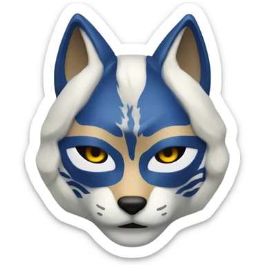 Blue japanese kitsune mask sticker