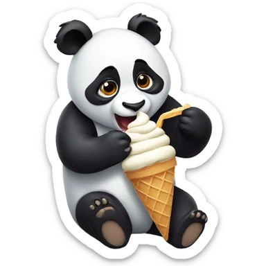 Panda eating ice cream sticker