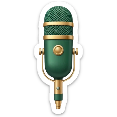 radio microphone, dark green with beige inserts, minimalism, drop shape sticker