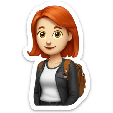 red head student wearing small cross body purse sticker