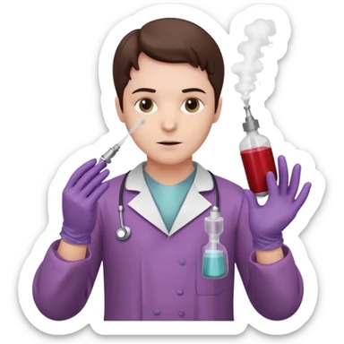 A victorian surgeon using a carbolic spray and wearing a gown sticker