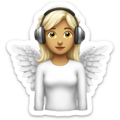 White angel girl wearing a headset sticker