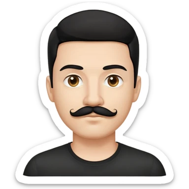 tech bro black hair black mustache black shirt sticker