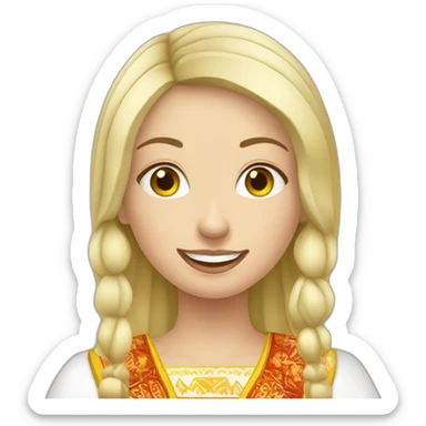 Blonde ukraine girl with traditionell clothes eating raclette sticker