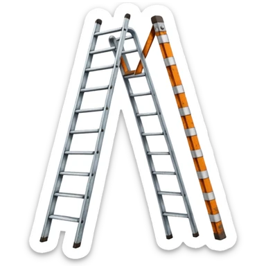 Broken ladder with tape fix sticker
