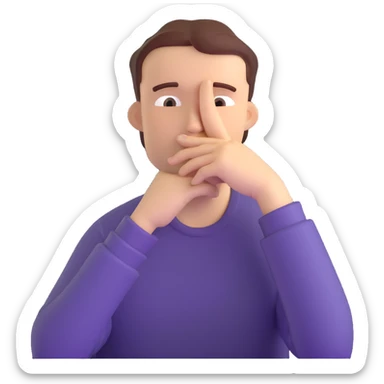 3D character with hand on chin thinking deeply sticker