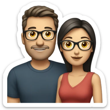 Caucasian-couple-with-dark-hair-woman-with-glasses sticker
