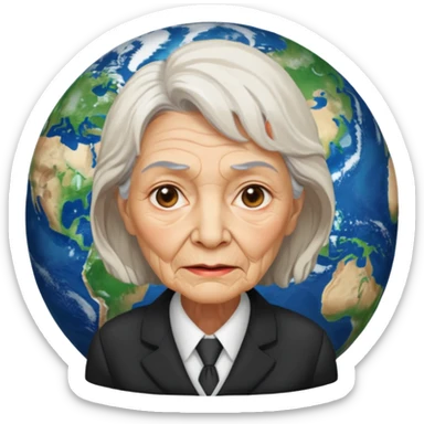 Planet earth emoji ceo old women face  sticker