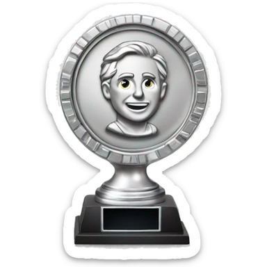 platinum coin with silver trophy on it sticker