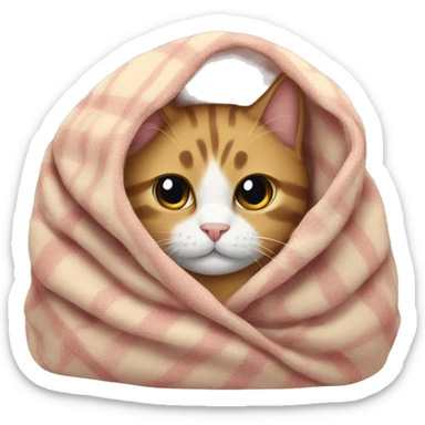 cat in a blanket sticker