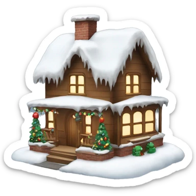 House decorated with christmas studf and snow on top sticker