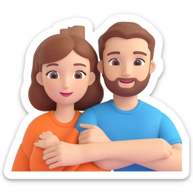 couple posing, close up pose, living room background sticker