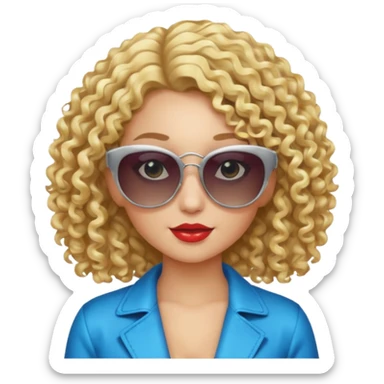 fancy blonde curly hair girl with sunglasses and night club outfits sticker