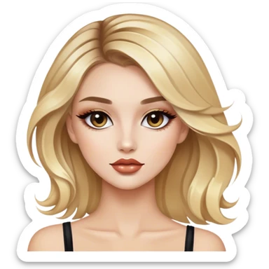 Blonde balayage model, luxury makeup  sticker