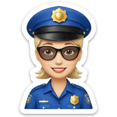 woman police with hair style and hats and sun glsses sticker