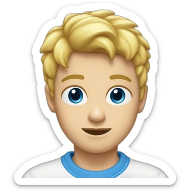 Garçon blond au yeux bleu avec un sweat-shirt bleu sticker