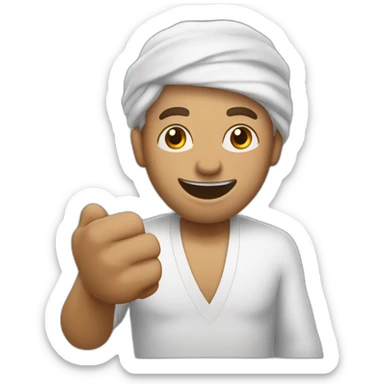 a morrocain man who pointed in front of him with a protein in his hand without laughing sticker