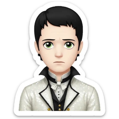 Victor Frankenstein with black hair, white sequin outfit sticker