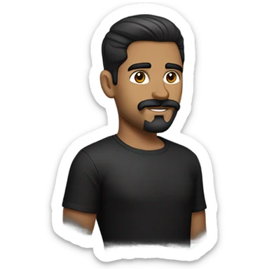 boy wearing black t shirt has mustache and beard looks armenian and has slick back hair sticker