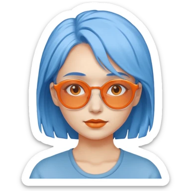 blue skinned orange glassed woman sticker