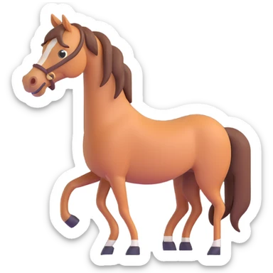 horse standing, isometric view, emoji style, wink sticker