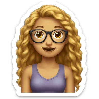 Una chica de pelo castaño de 17 años con gafas sticker