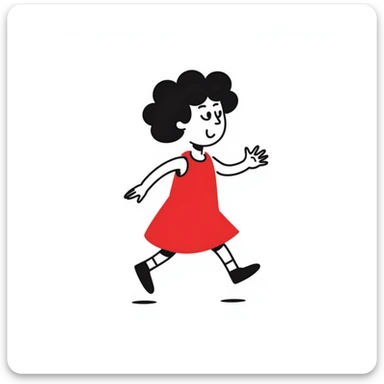 hand-drawn little child wearing a red dress sticker