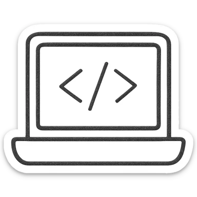 Add hand drawn line art style code elements on the screen and desktop, keeping hand drawn line art style with a minimalist background, maintaining transparent background. sticker