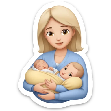 Mother cradling and nursing infant, caring pose sticker