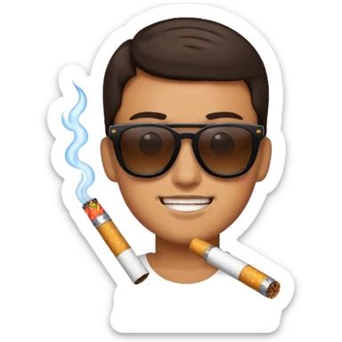 cool emoji with pixelated sunglasses and a cigarette sticker