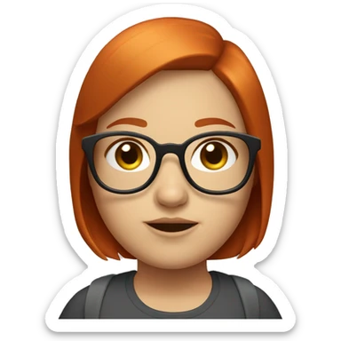chubby redhead girl with glasses and bob sticker