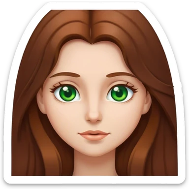 Girl long brown hair green eyes sticker