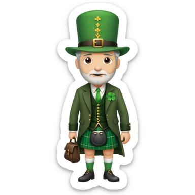 Tall grey haired man with green peaky hat and kilt st. Patrick’s Day sticker