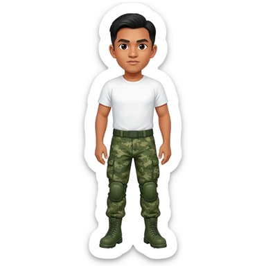 Filipino man white tshirt and combat pants green fatigue and green combat boots sticker