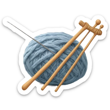 Yarn and knitting needles sticker