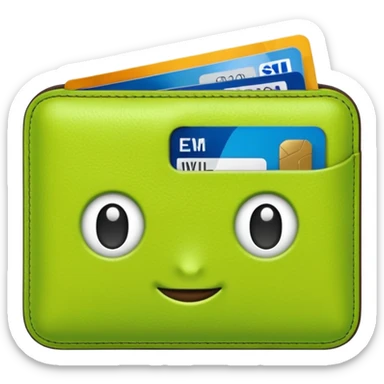 lime green Wallet with Drivers License and Credit Card inside sticker