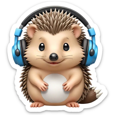 Make a hedgehog wear headphones  sticker