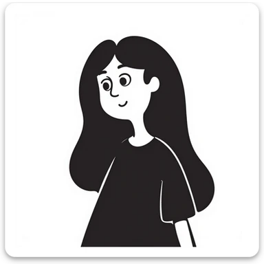 A girl with long black hair and fair skin sticker