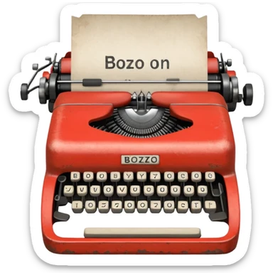 Typewriter with paper that says bozo on paper sticker