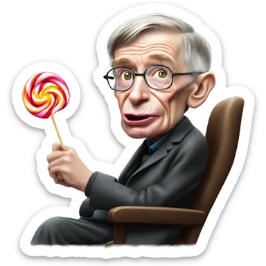 Stephen hawking licking a lollipop sticker