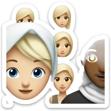 Blond men with blue eyes and woman with hijab and black eyes sticker